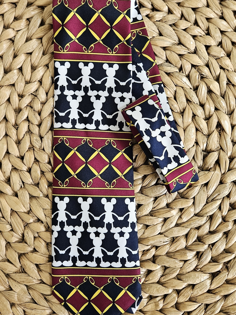 Vintage Mickey Tie 56" - Navy, Burgundy, Gold